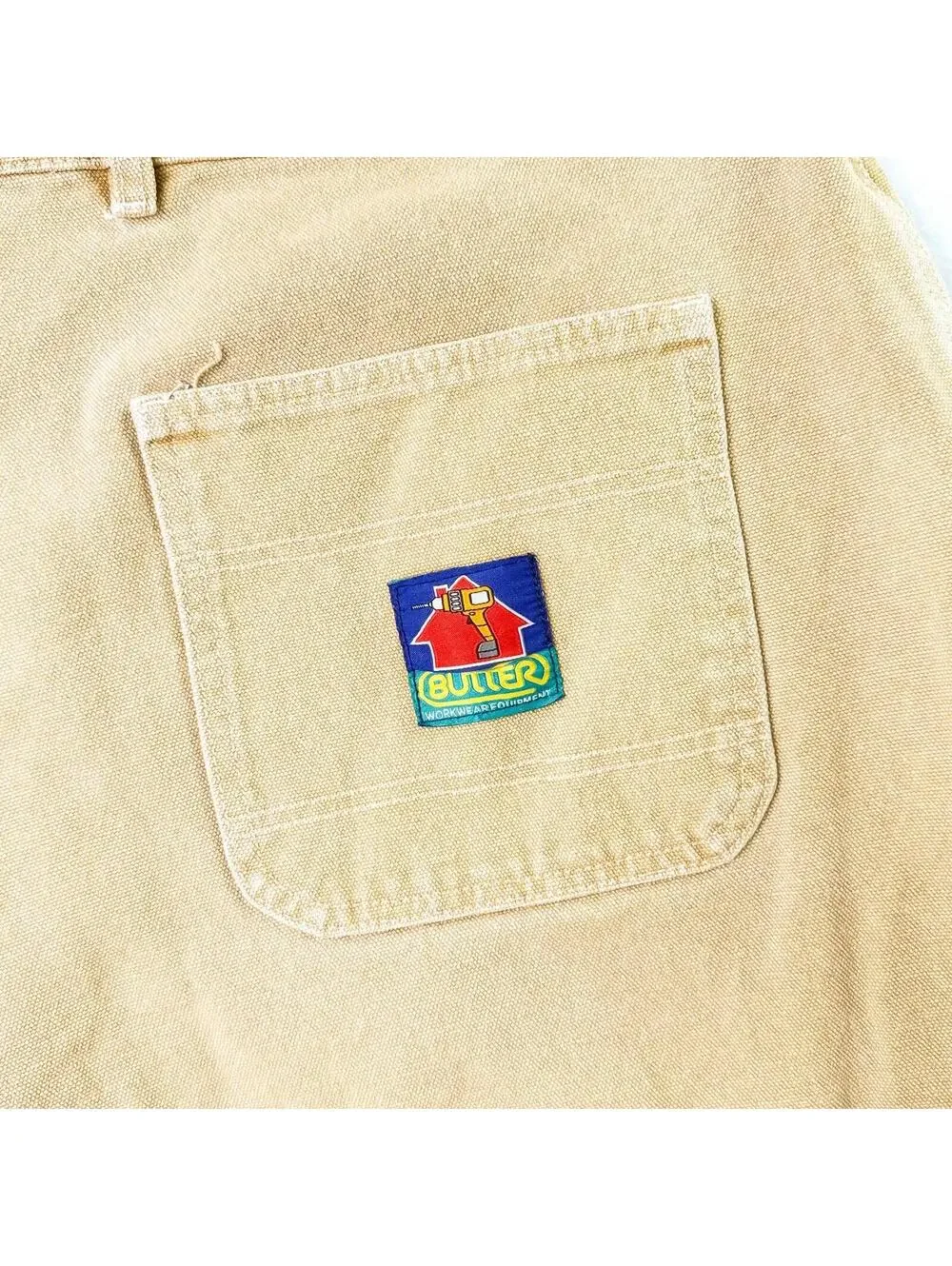Butter‎ Goods Baggy Denim Shorts Skatewear Carpenter Raw Hem Tan Mens 38